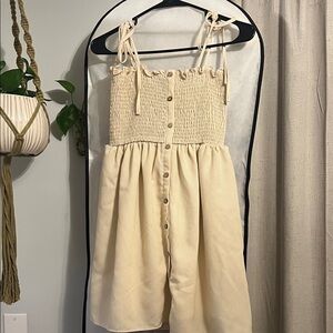 Yellow Button-Down Sundress with Tie Straps